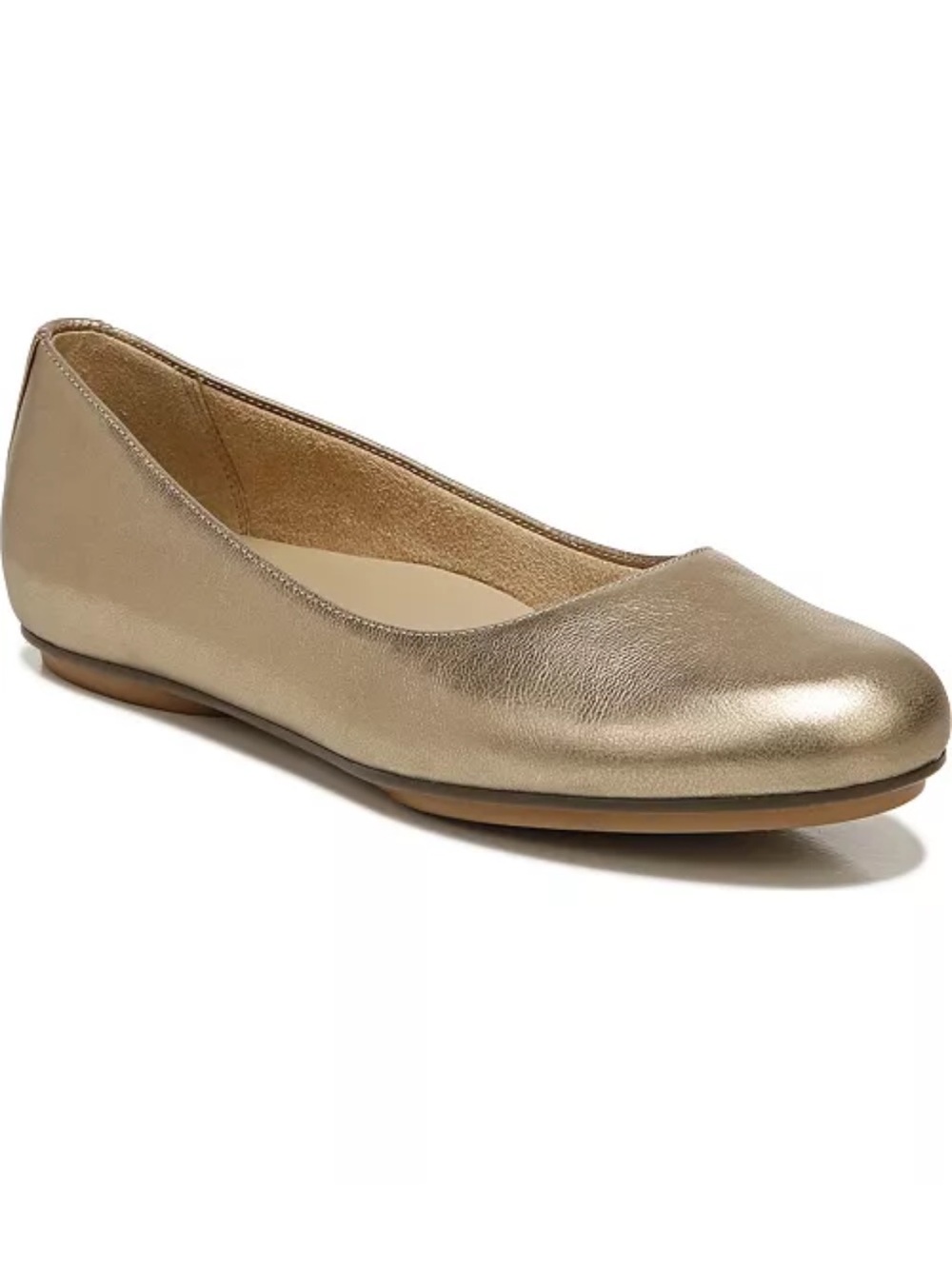 Naturalizer Maxwell  Metallic Light Gold Leather Ballet Flats Size 6 1/2 Wide